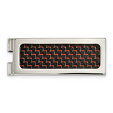 Chisel Stainless Steel Polished with Black and Red Carbon Fiber Inlay Money Clip